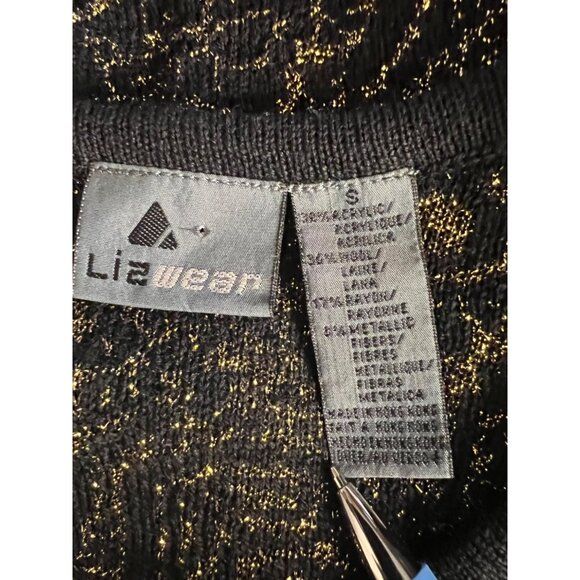 Liz Wear Small Sweater Wool Blend Black Sparkly Goth Holiday Party Y2K - Picture 9 of 16